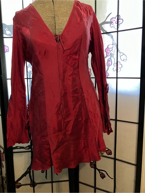 Frederick's of Hollywood Tops - Frederick's of Hollywood Red V-Neck Long Sleeve Tunic